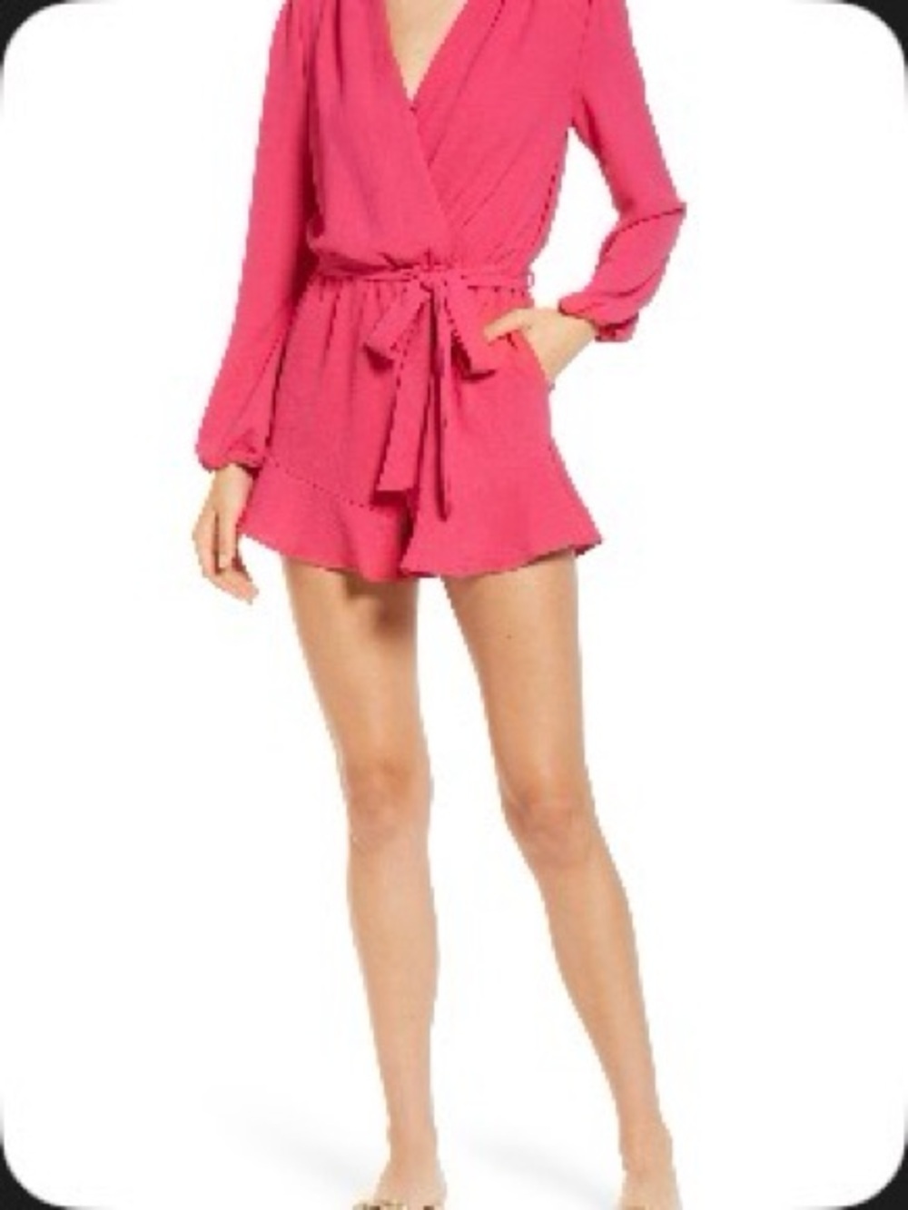 Fraiche by J Flared Tie Waist Long Sleeve Romper